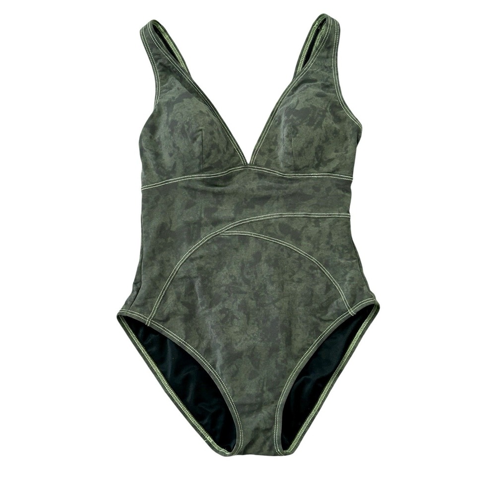 MagicSuit Swimsuit Women's Size 10 Green Faux Suede One Piece Beach Vacation